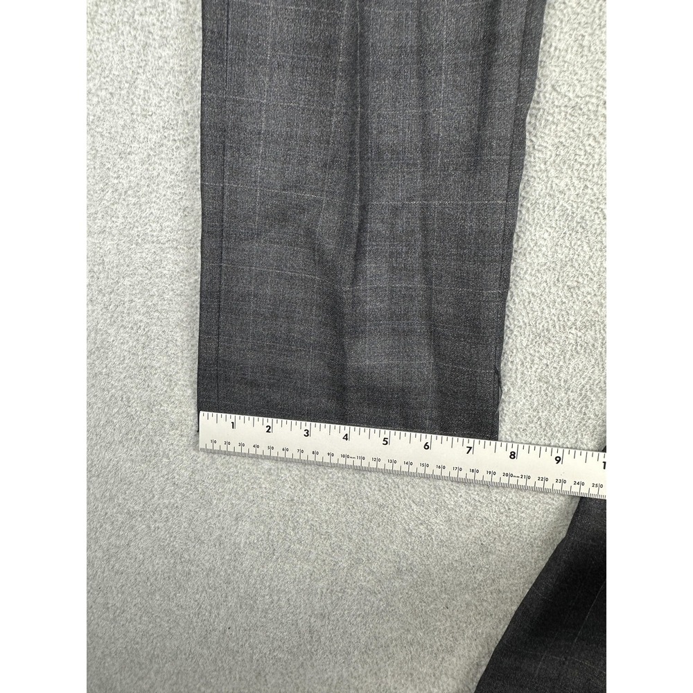 REDA Dress Pants Mens 30R Gray Windowpane Wool Flat Front Formal Canada NWT $159 - Picture 8 of 10